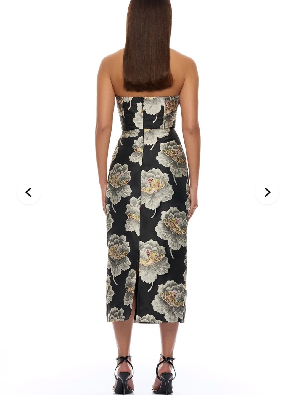 Fashion Nova Black Strapless Floral Midi Dress - Picture 3 of 4